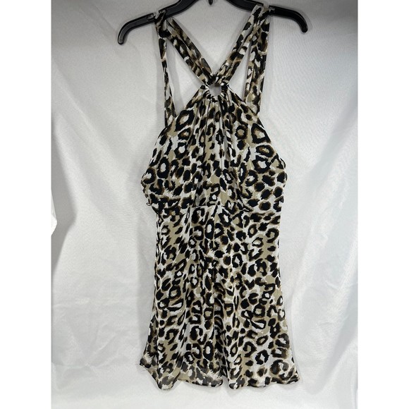 Bisou Bisou Sz 14 Black Leopard Dress Flowy Club Evening Beach Cover - Picture 1 of 4